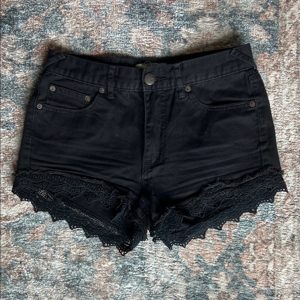 Free People Black Lace Trim Women's Shorts